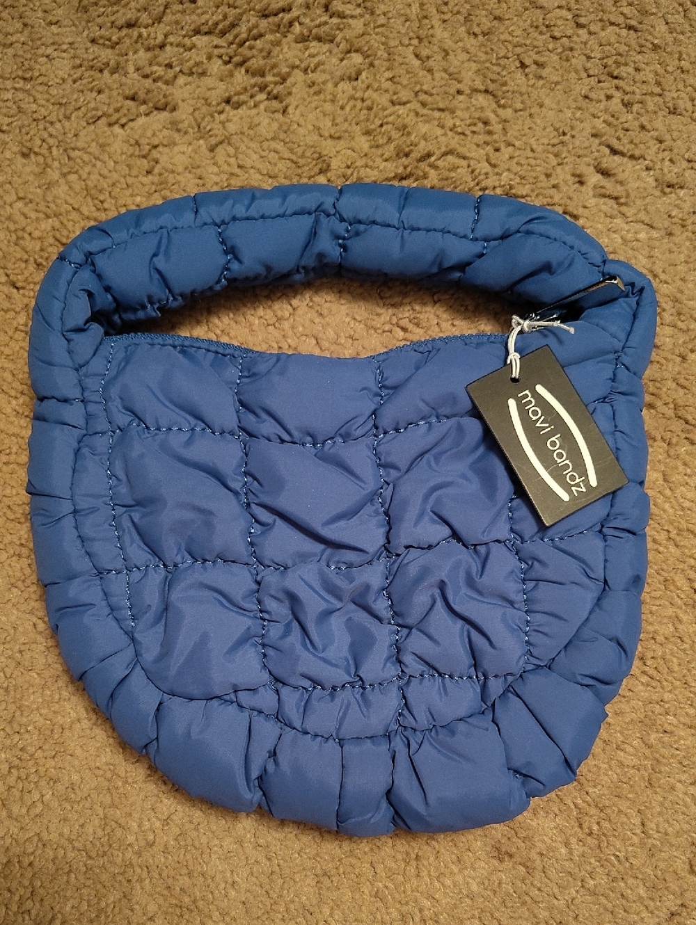 mavi bandz Mini Quilted Blue Puffer Handbag